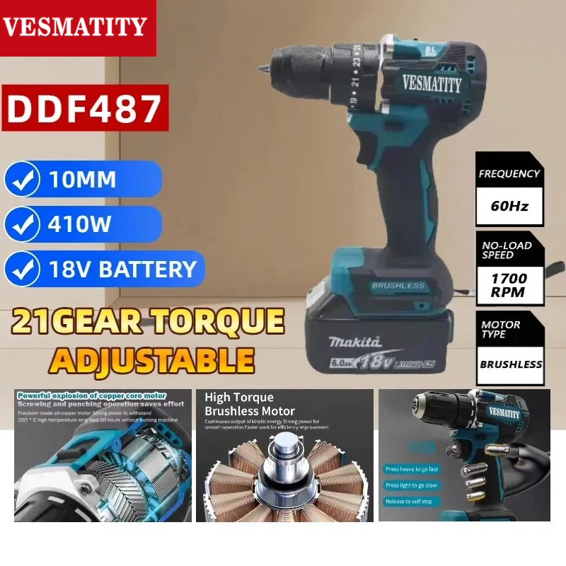 DDF487 10mm Fırçasız Akülü Mat - Makita Drill Ddf484 incelemesi ve fiyatı